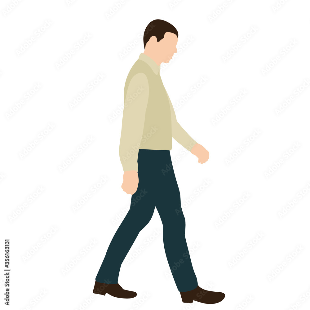 vector, on a white background, in a flat style man, the guy is walking vector, on a white background, in a flat style man, the guy is walking