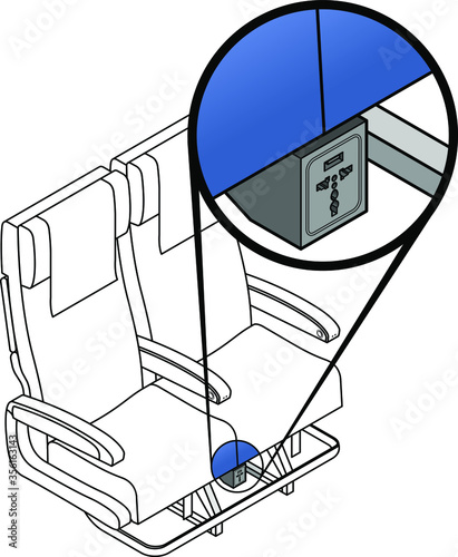 Aircraft seat armrest control - USB and AC power socket.