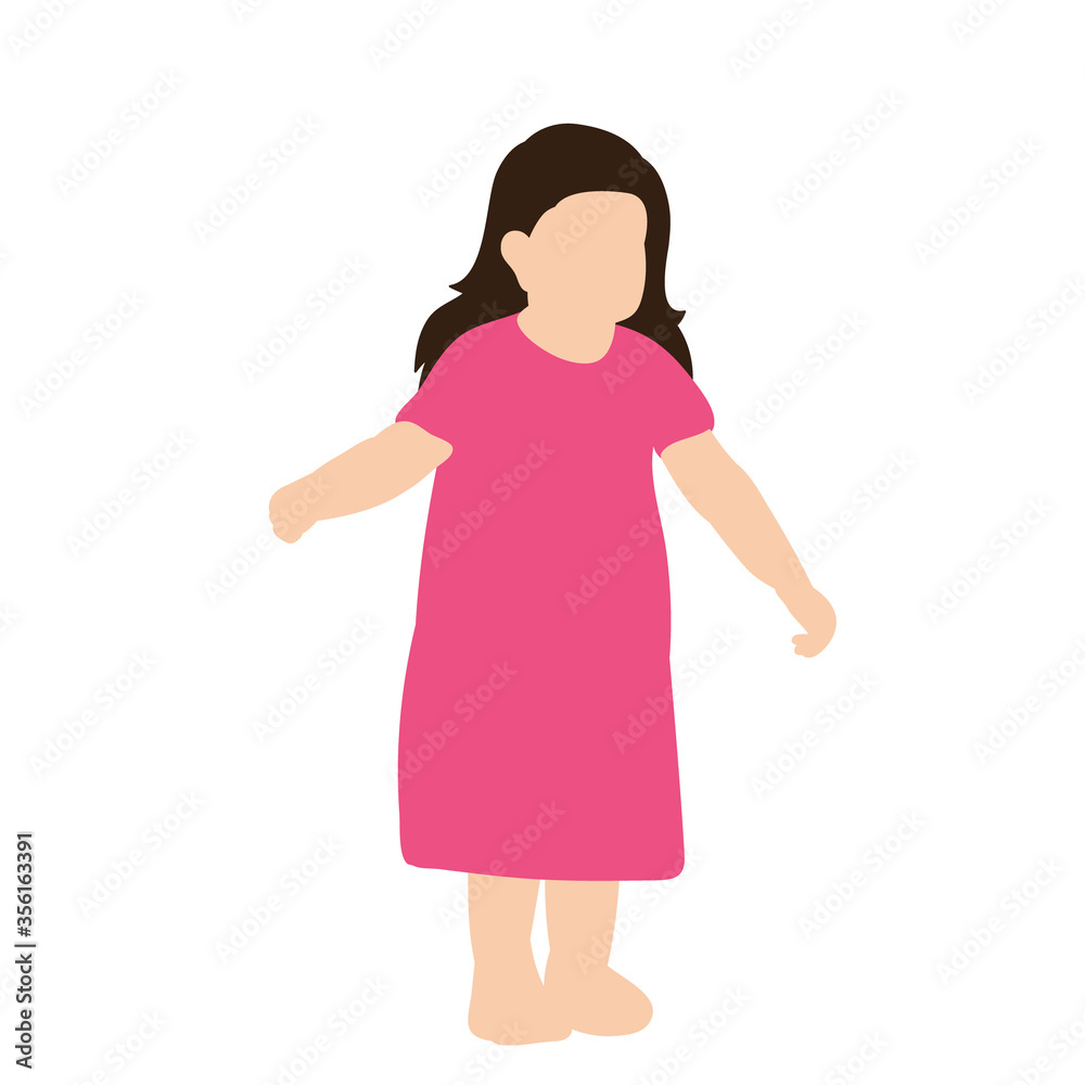 white background, in a flat style baby little girl white background, in a flat style baby little girl