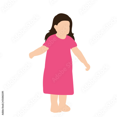 white background, in a flat style baby little girl