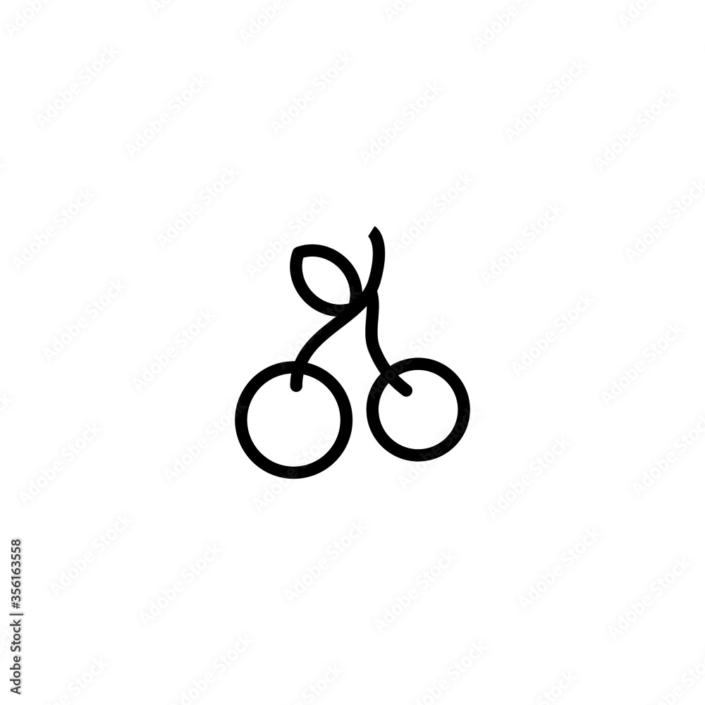 Cherry vector icon in linear, outline icon isolated on white background Cherry vector icon in linear, outline icon isolated on white background