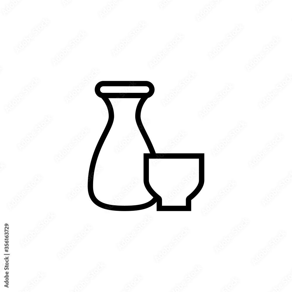 Sake vector icon in linear, outline icon isolated on white background Sake vector icon in linear, outline icon isolated on white background