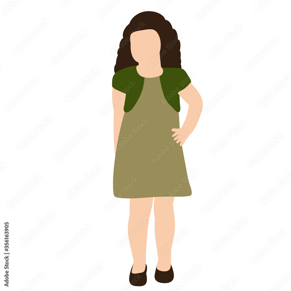 vector, on a white background, in a flat style little girl, no face vector, on a white background, in a flat style little girl, no face