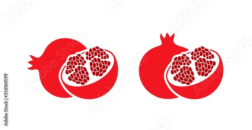 Pomegranate set. Logo. Isolated pomegranate on white background