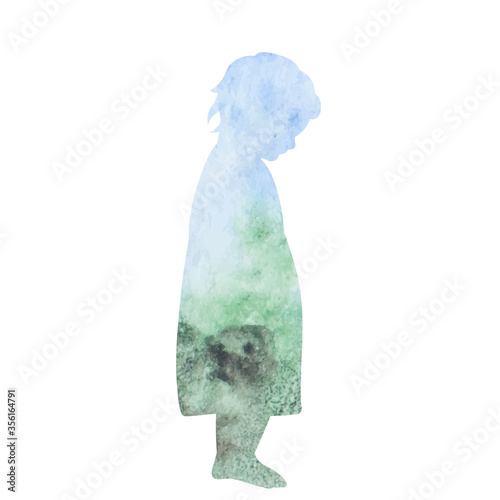  watercolor silhouette child little girl
