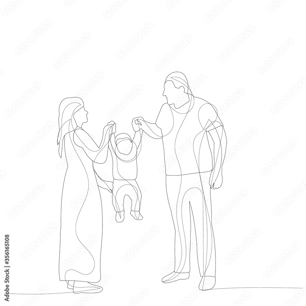 vector, on a white background, family line drawing, sketch vector, on a white background, family line drawing, sketch