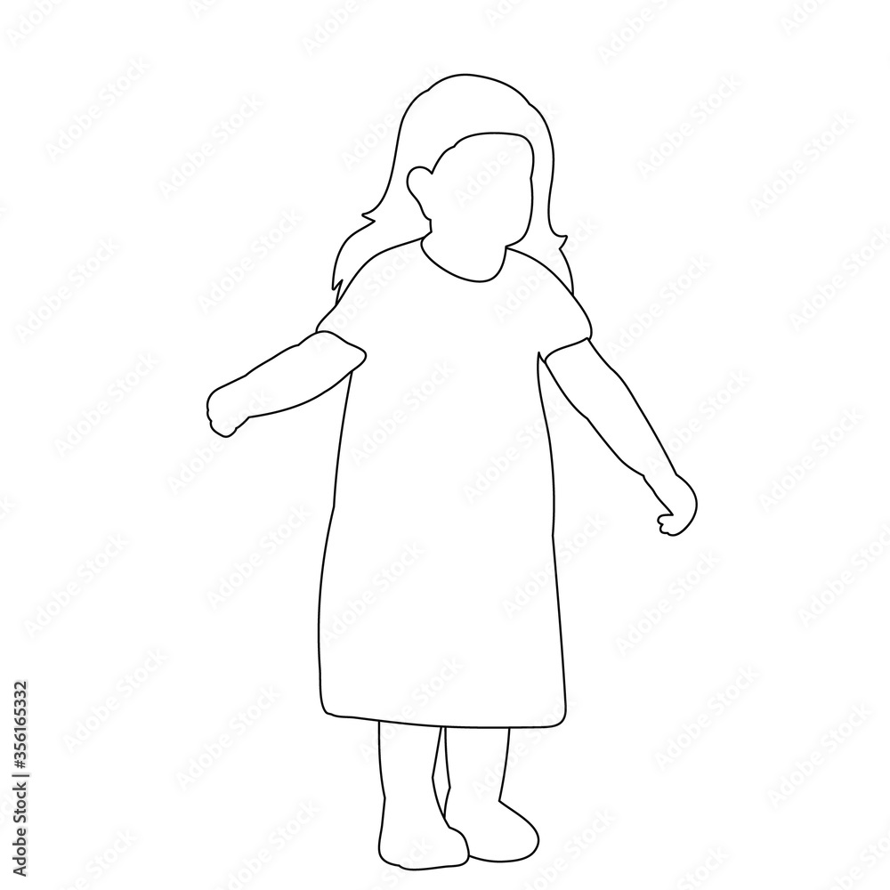 white background, outline sketch child white background, outline sketch child