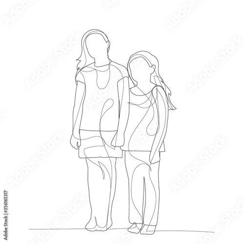 vector, isolated, on a white background, outline sketch dad and baby