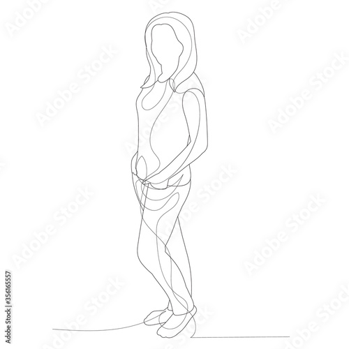 line drawing of a child girl