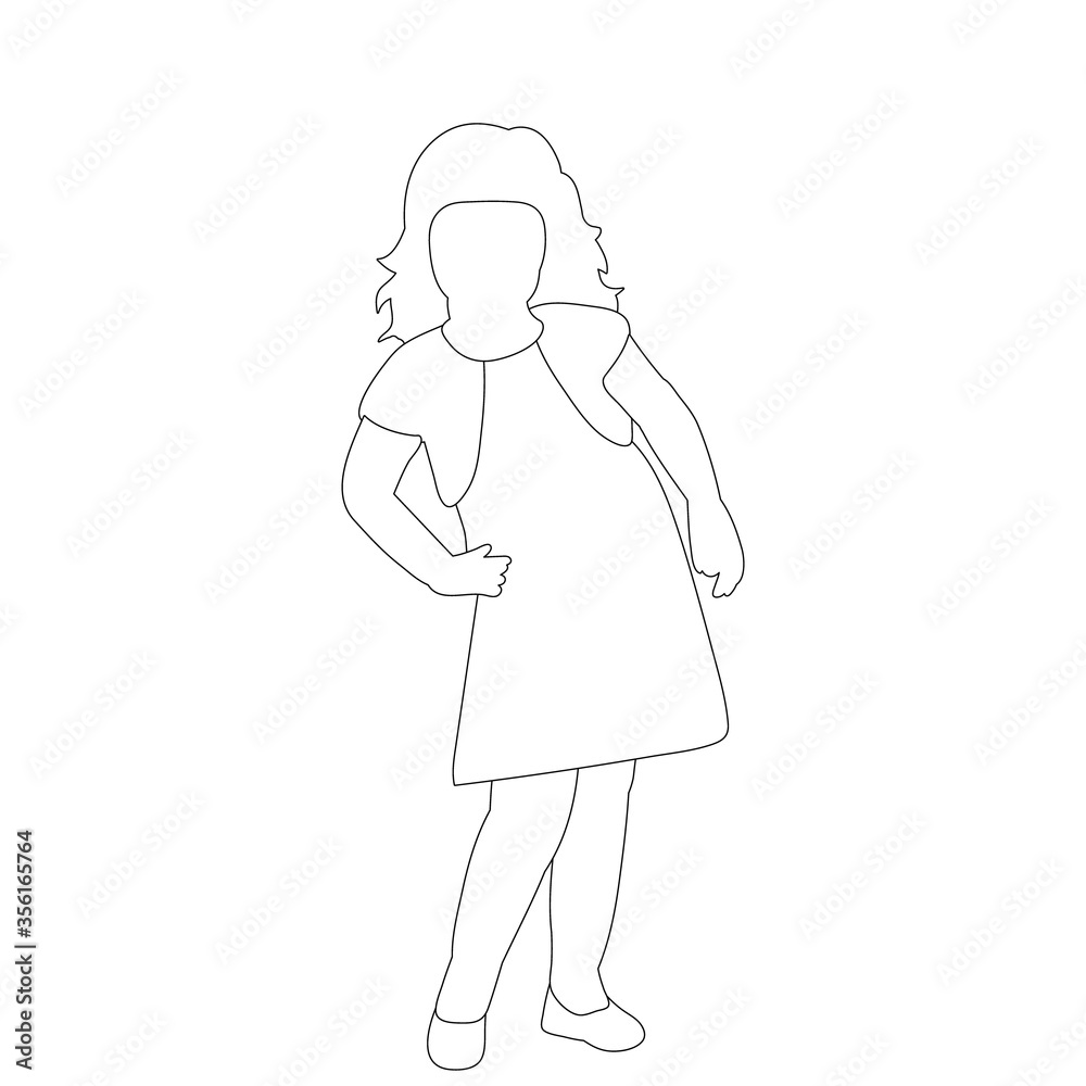 isolated, on a white background, outline sketch child, icon, girl isolated, on a white background, outline sketch child, icon, girl