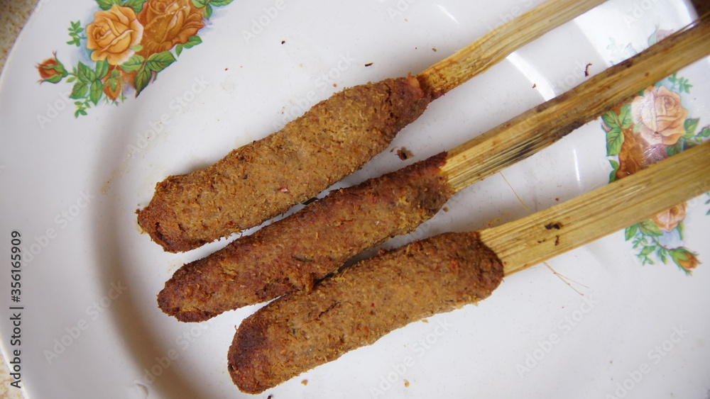 Indonesian traditional food, satay coconut