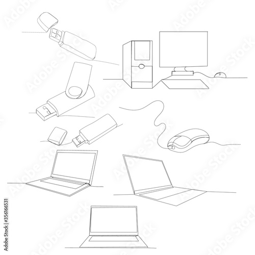 continuous line drawing of a computer © Dzmitry