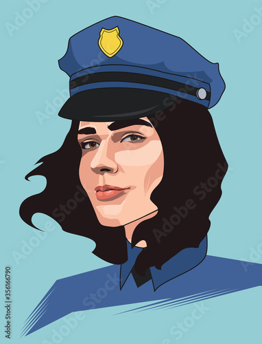 Vector illustration of cute policewomen in uniform photo