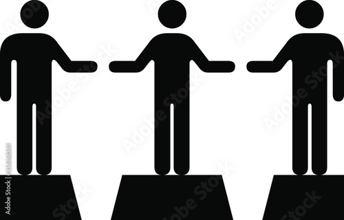 People icons: A mediator bridging the gap between two individuals.