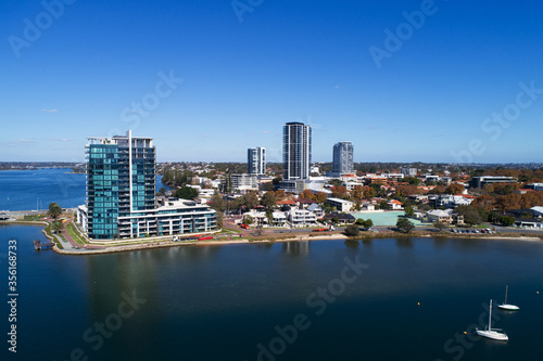 Aerial View Skyline Perth Applecross and the Canning River. Perth  Western Australia  Australia