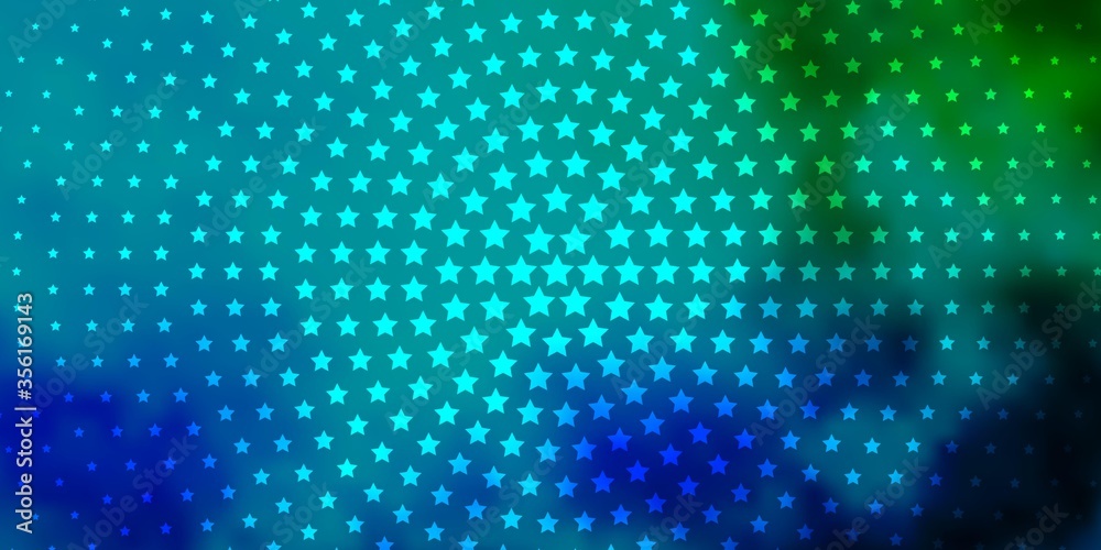 Light Blue, Green vector template with neon stars. Colorful illustration in abstract style with gradient stars. Theme for cell phones.