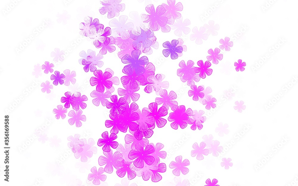Light Purple vector doodle backdrop with flowers.
