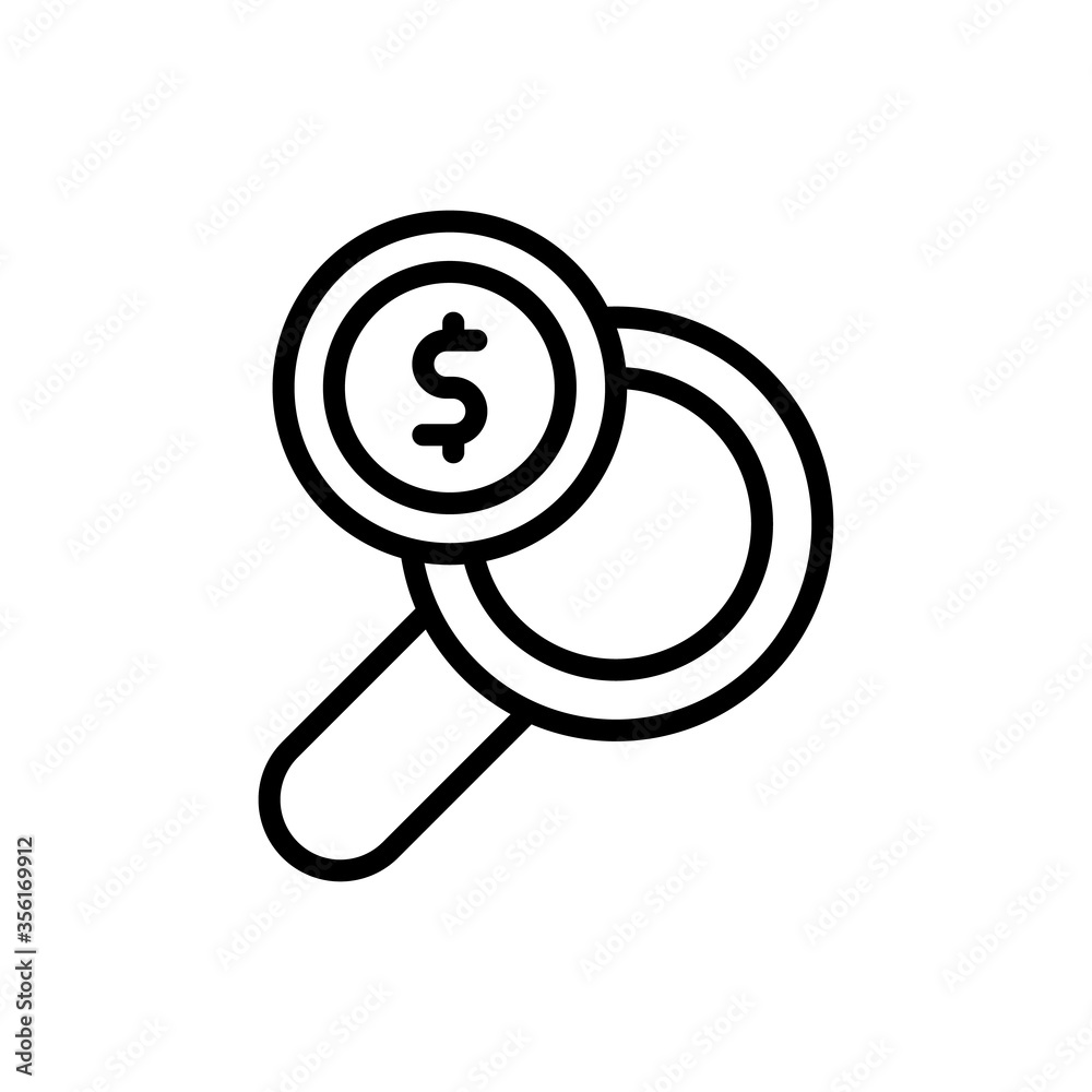 magnifier dollar coin icon. Simple line, outline vector elements of bankruptcy icons for ui and ux, website or mobile application magnifier dollar coin icon. Simple line, outline vector elements of bankruptcy icons for ui and ux, website or mobile application