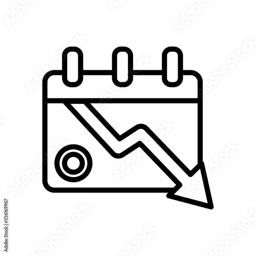 calendar arrow down coin icon. Simple line, outline vector elements of bankruptcy icons for ui and ux, website or mobile application