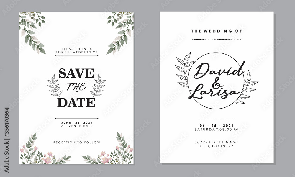 wedding invitation card templates with text, vector decorative greeting cards or invitation design backgrounds
