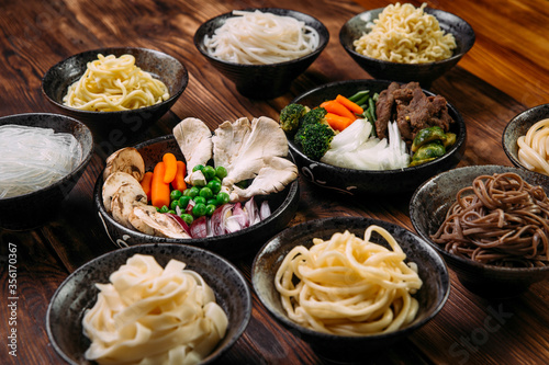 Ingredients for cooking korean cuisine noodles