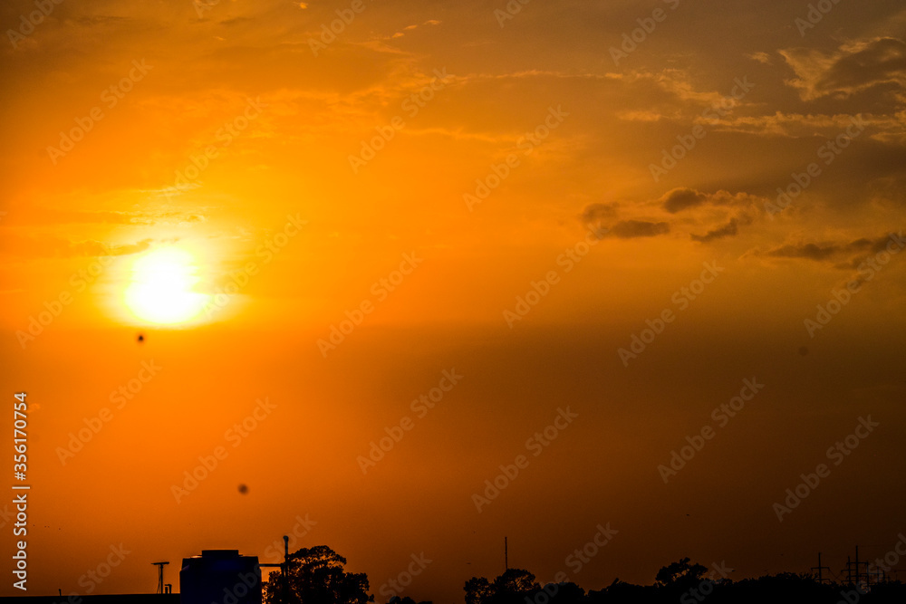 sunset over the city