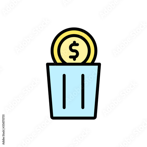 trash can coin dollar icon. Simple color with outline vector elements of bankruptcy icons for ui and ux, website or mobile application