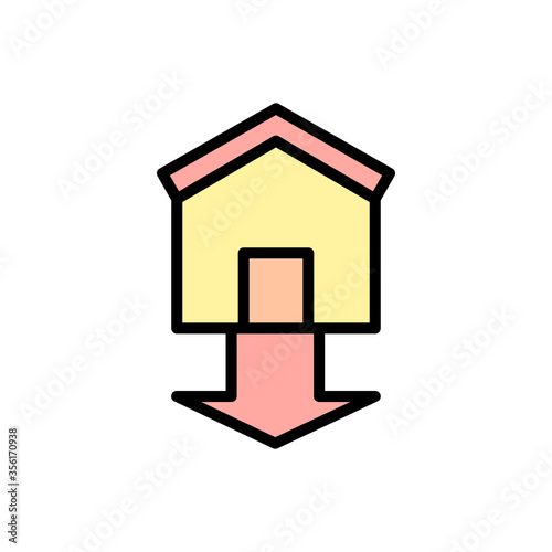 house arrow down icon. Simple color with outline vector elements of bankruptcy icons for ui and ux, website or mobile application