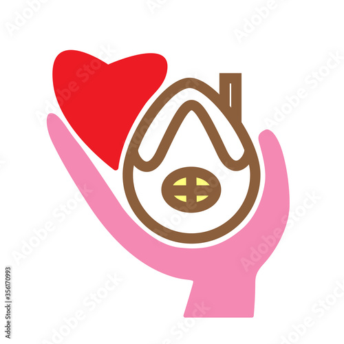 Stay at home on the arm of the house and heart vector image