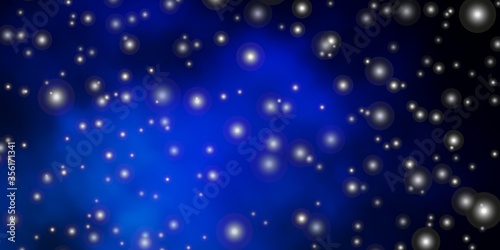 Dark BLUE vector pattern with abstract stars. Shining colorful illustration with small and big stars. Design for your business promotion.