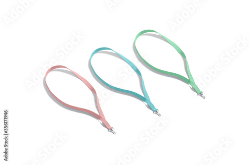 Blank colored lanyard for name card mockup set, side view photo