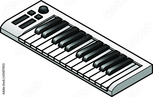 A music keyboard MIDI controller with 25 keys. In white.