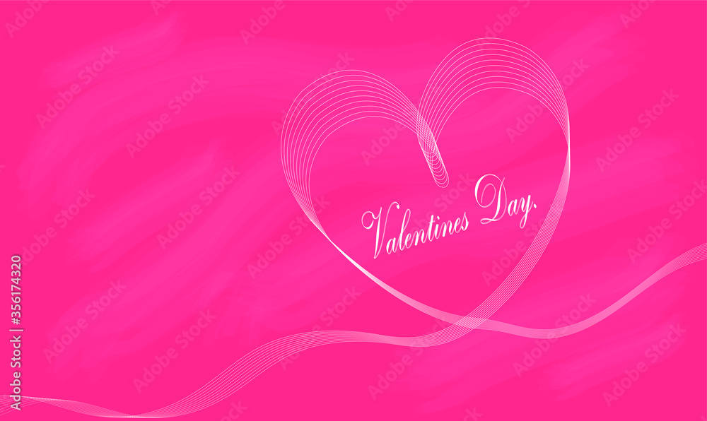 Valentines card with line heart , Vector illustration.