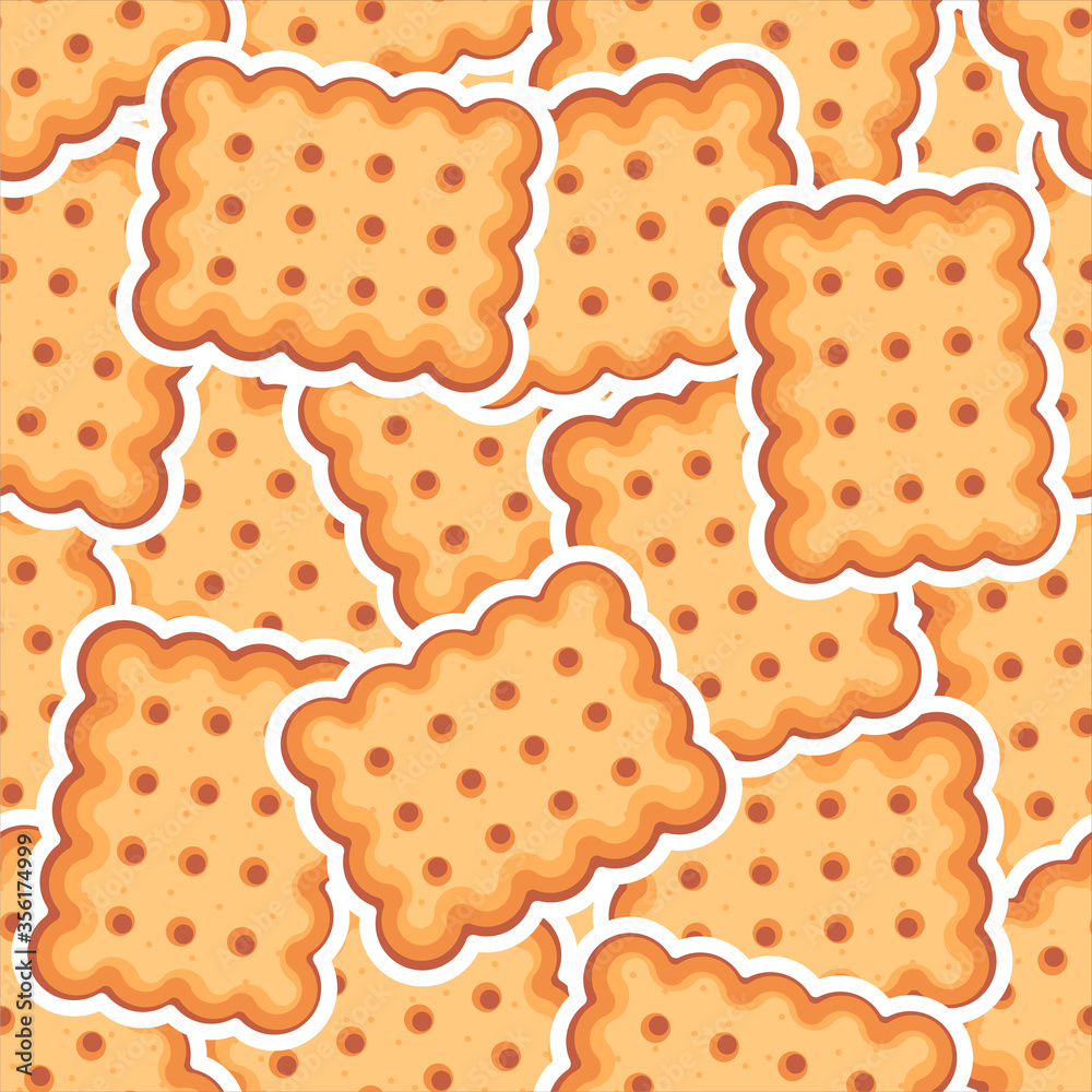 Cookie snack cracker pattern seamless. Food vector background. Baby fabric texture Cookie snack cracker pattern seamless. Food vector background. Baby fabric texture