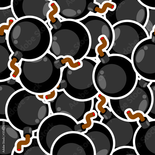 Bomb cartoon pattern seamless. Round Bomb background. vector texture