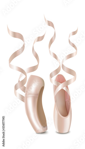 3d realistic vector icon illustration of ballerina shoes. Isolated on white.