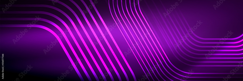 Shiny neon lines, stripes and waves, technology abstract background. Trendy abstract layout template for business or technology presentation, internet poster or web brochure cover, wallpaper Shiny neon lines, stripes and waves, technology abstract background. Trendy abstract layout template for business or technology presentation, internet poster or web brochure cover, wallpaper