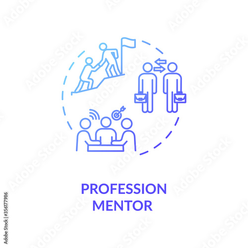 Profession mentor concept icon. Professional skills development, qualification training idea thin line illustration. Business coaching. Vector isolated outline RGB color drawing