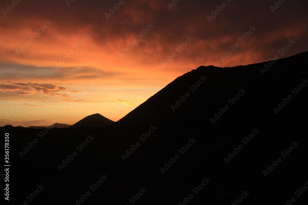 Volcanic sunset in Lanzarote, Canary Island 