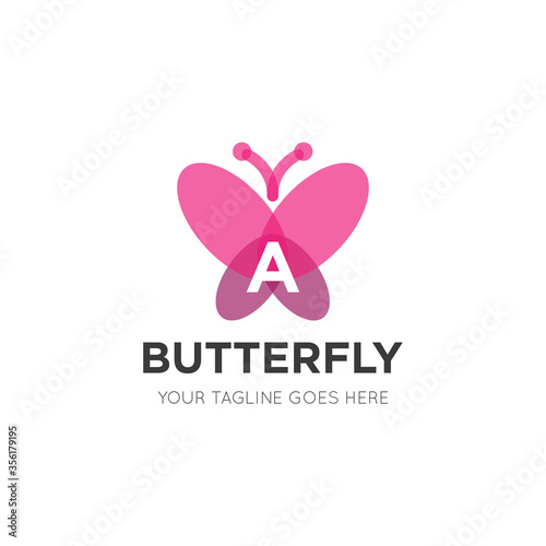 initial letter a butterfly logo and icon vector illustration design template