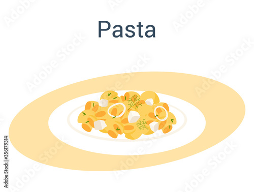 Spaghetti or pasta. Italian food on the plate. Delicious dinner