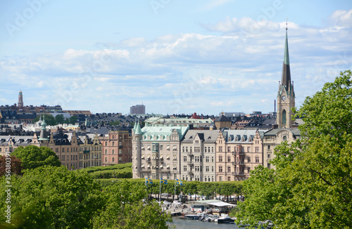 Panorama of the Stockholm archipelago from Skansen park to the island of Östermalm.