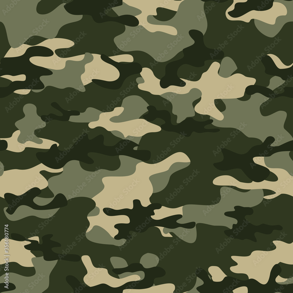 Fototapeta premium Green camouflage seamless military background vector texture