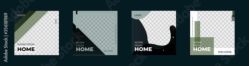 Vector set of modern unique editable social media template design. Great for covid 19 social distance manage for work from home and stay home stay safe slogan social banner design.