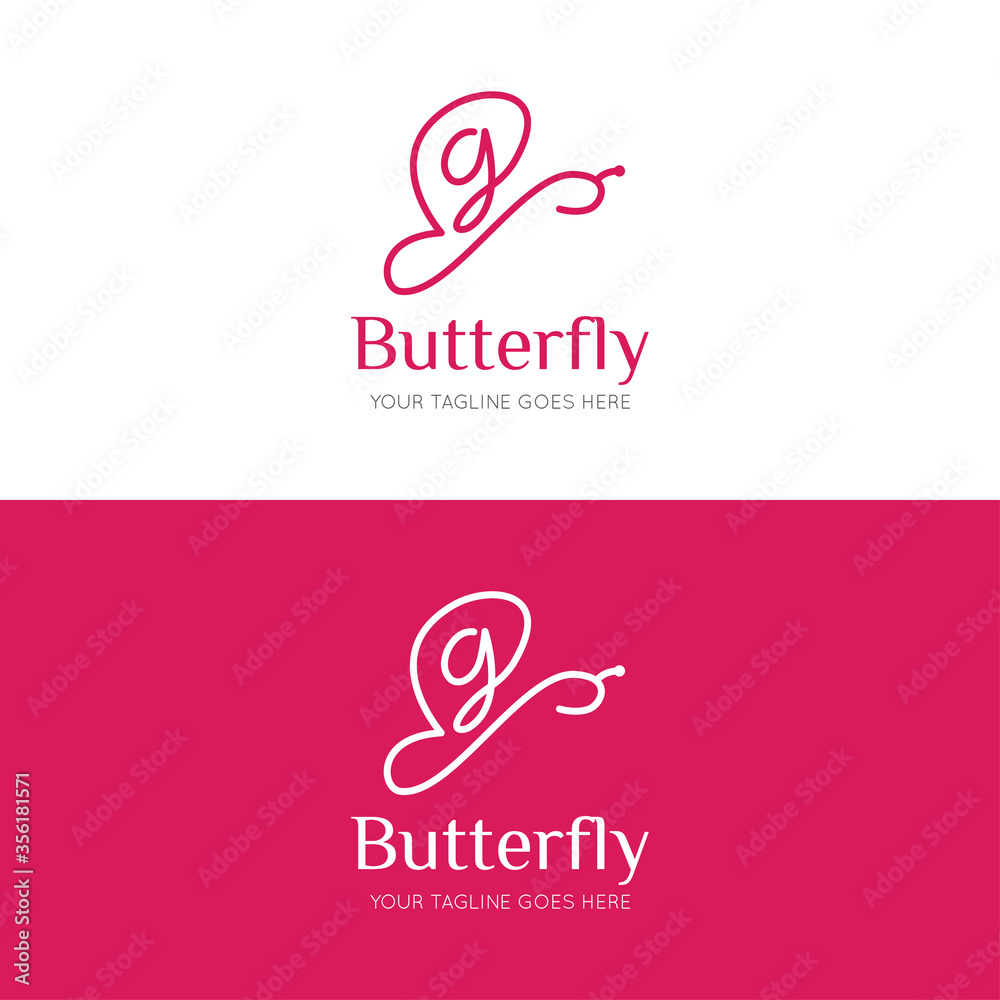 initial letter g butterfly logo and icon vector illustration design template