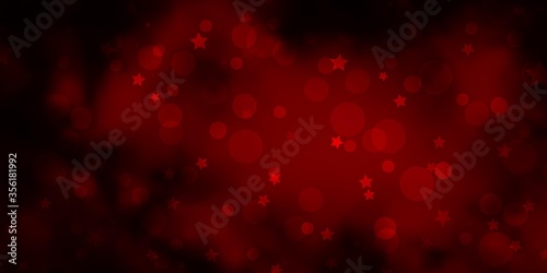 Dark Red vector texture with circles, stars. Colorful illustration with gradient dots, stars. Design for textile, fabric, wallpapers.