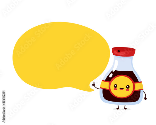 Cute funny soy sauce bottle with speech bubble