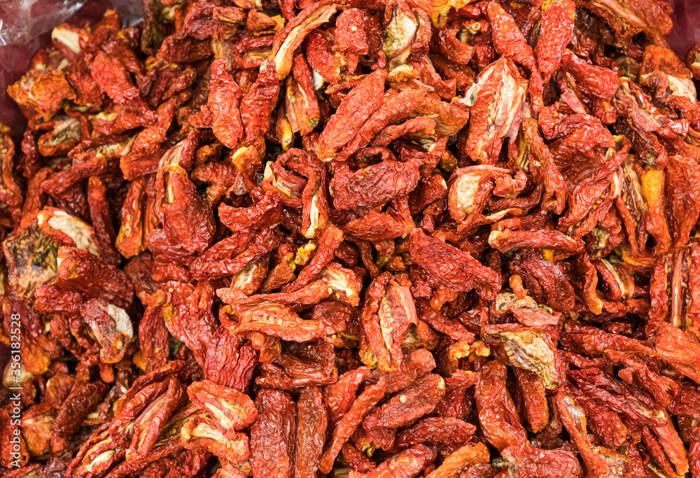 Pile of sun dried tomato in the market Pile of sun dried tomato in the market