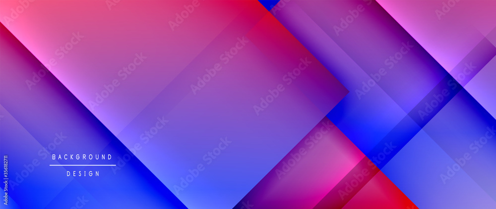 Square shapes composition, fluid gradient geometric abstract background. 3D shadow effects, modern design template Square shapes composition, fluid gradient geometric abstract background. 3D shadow effects, modern design template