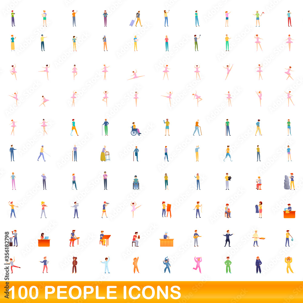 100 people icons set. Cartoon illustration of 100 people icons vector set isolated on white background 100 people icons set. Cartoon illustration of 100 people icons vector set isolated on white background